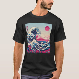 Camiseta Vintage Sunset Nature Lover Surf De Arte Onda Japo