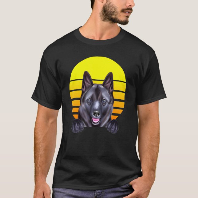 Camiseta Vintage Sunset Norueguês Elkhound Dog (Frente)
