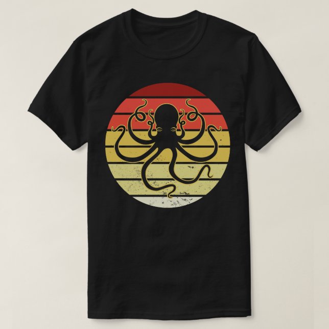 Camiseta Vintage Sunset Octopus (Frente do Design)