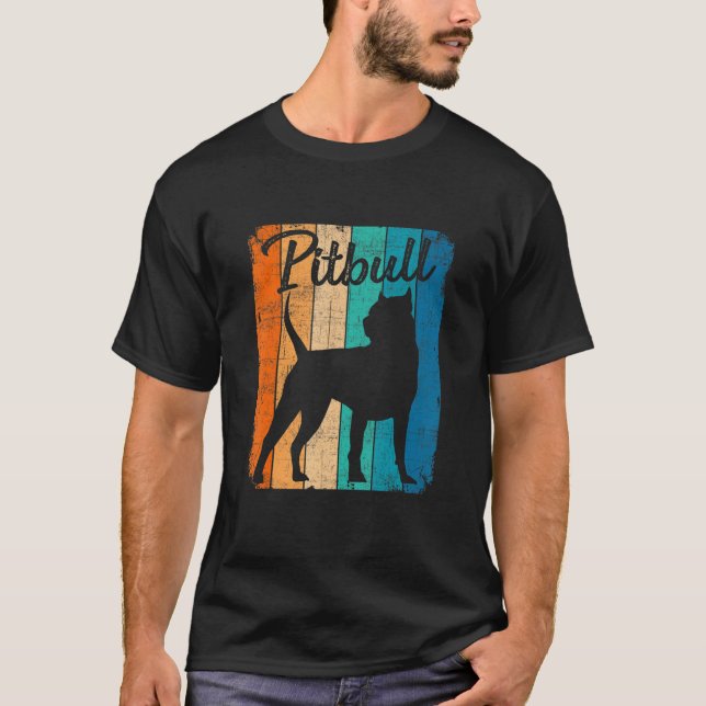 Camiseta Vintage Sunset Pitbull Dog Pet Dog Proprietário (Frente)