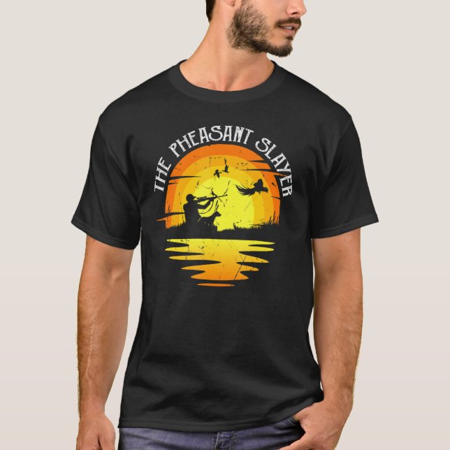 Camiseta Vintage Sunset Retro Style Pheasant Hunting Pheasa (Frente)