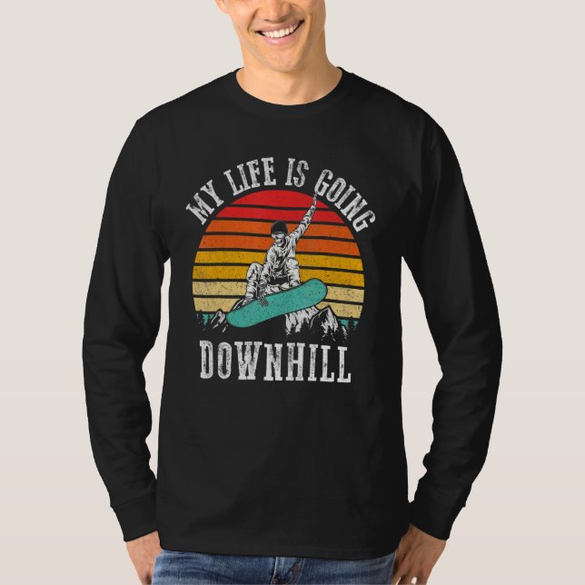Camiseta Vintage Sunset Snowboarding Winter Retro Snowboard (Frente)