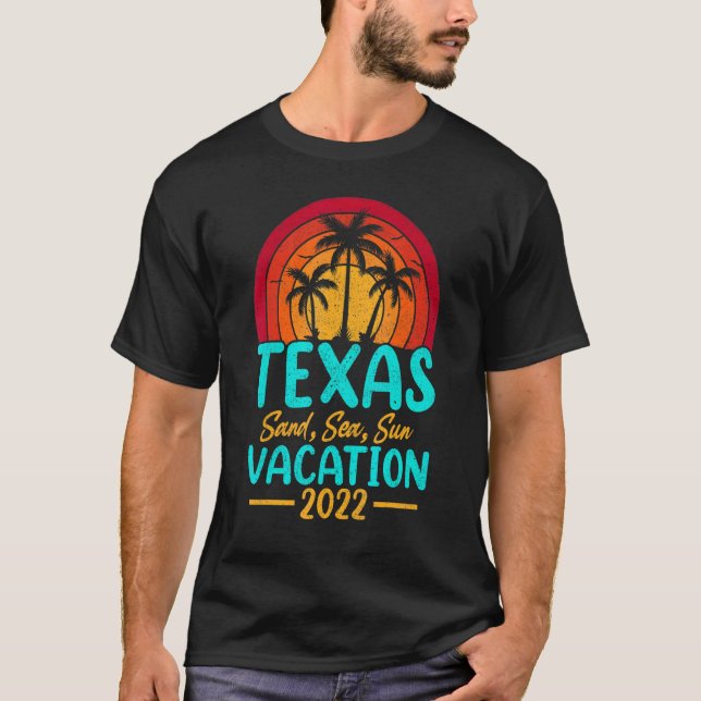 Camiseta Vintage Sunset Summer Vacation 2022, Texas Beach (Frente)