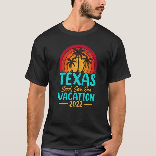 Camiseta Vintage Sunset Summer Vacation 2022, Texas Beach (Frente)