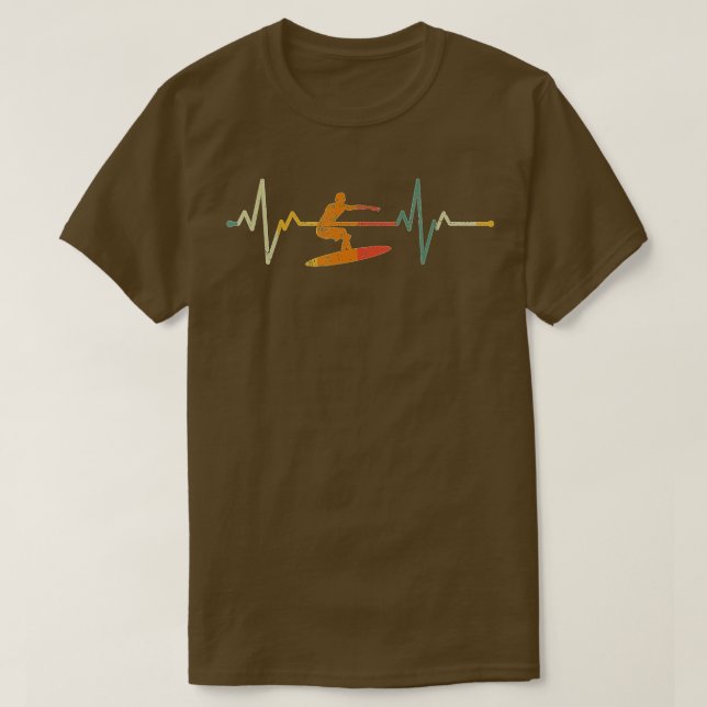 Camiseta Vintage Surf Surfer Gift Heartbeat Waves Surfing  (Frente do Design)