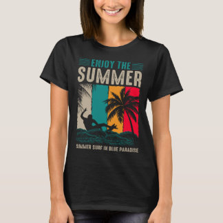 Camiseta Vintage Surfer Retro Surfing Beach Summer Vacation