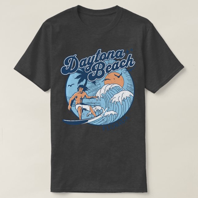 Camiseta Vintage Surfing Daytona Beach Retro (Frente do Design)