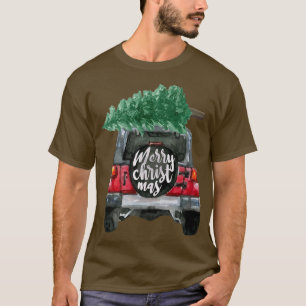 Camiseta Vintage SUV Van Pickup Xmas Feliz Árvore de Natal
