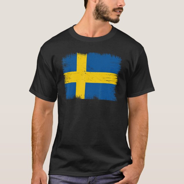 Camiseta Vintage Sweden Flag Swedish Independence Day (Frente)