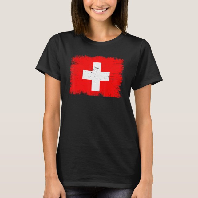 Camiseta Vintage Switzerland Flag Swiss Independence Day (Frente)