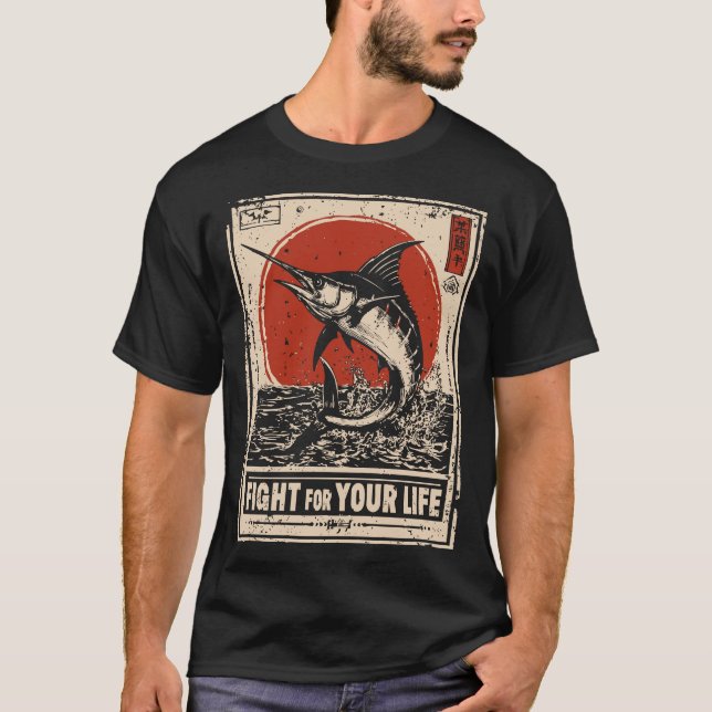 Camiseta Vintage Swordfish | Retrato do Guerreiro Oceano (Frente)