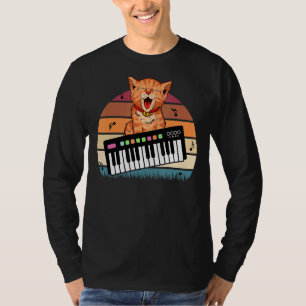 Camiseta Vintage Synthesizer Cat Retro Syntro Tecb Vaporwav