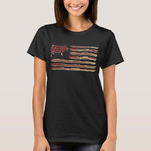 Camiseta Vintage T-Shirt Bacon Flag (Frente)