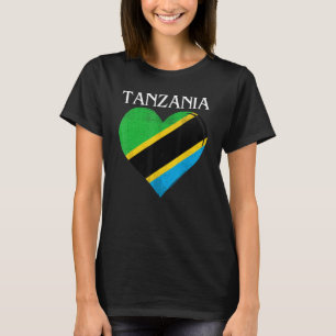 Camiseta Vintage Tanzania Flag Heart For Tanzanian