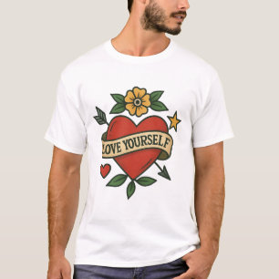 Camiseta Vintage Tattoo Heart PNG Ame-se Design