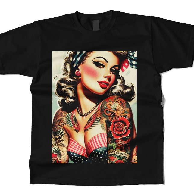 Camiseta Vintage Tattoo Old School Pin-up (Criador carregado)