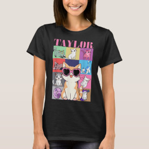 Camiseta Vintage Taylor Primeiro Nome Personalizado Cat Bir