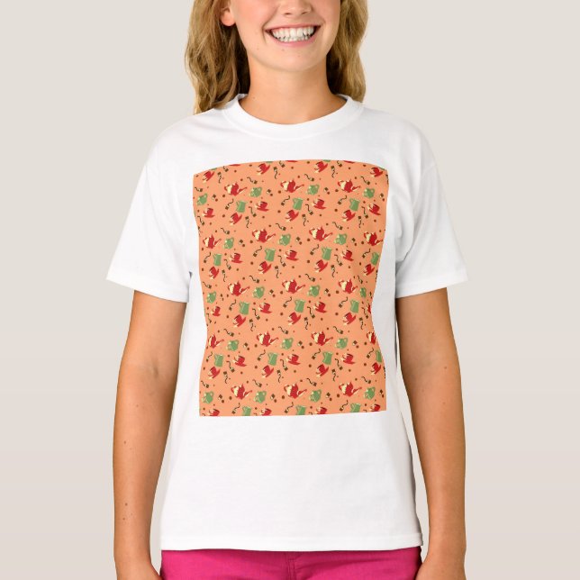 Camiseta Vintage Tea Party Patternos - Bules Whimsical, Taç (Frente)