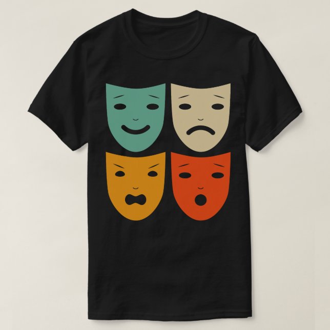 Camiseta Vintage Theater Máscaras Shirt Theater Drama Atriz (Frente do Design)