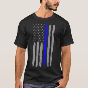 Camiseta Vintage Thin Blue Line Shirt Policial Apoia Usa Fl