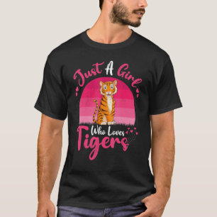 Camiseta Vintage Tiger Animal Apenas Uma Menina Que Ama Tig