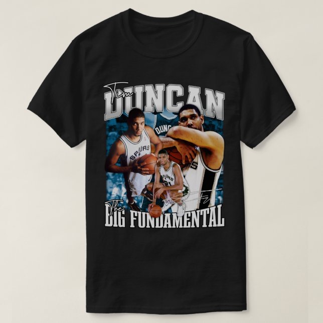 Camiseta Vintage Tim Duncan O Grande Basquete Fundamental (Frente do Design)