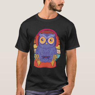 Camiseta Vintage Tired Owl Gaming Videogames No Life Gamer