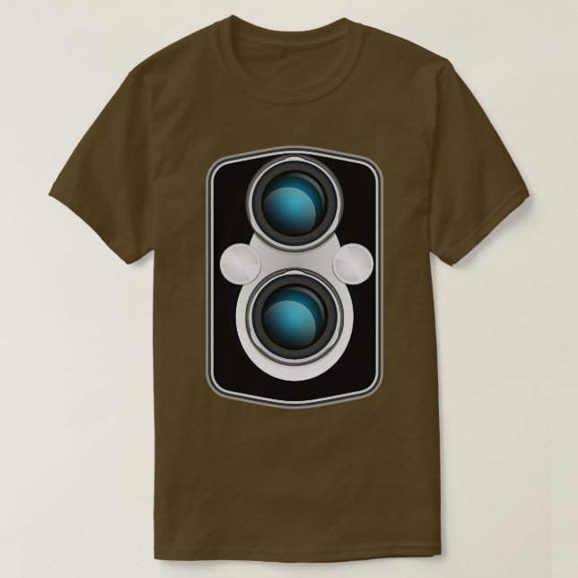 Camiseta Vintage TLR Camera Face Placa (Frente do Design)