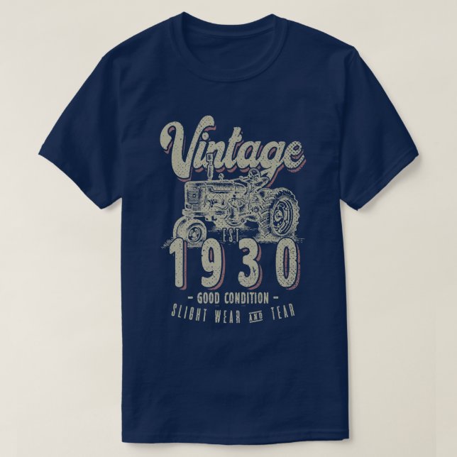 Camiseta Vintage Trator Farmer 92º Aniversário Estabelecido (Frente do Design)