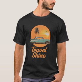 Camiseta Vintage Travel Shine Classic Car Sunset Retro T-Sh