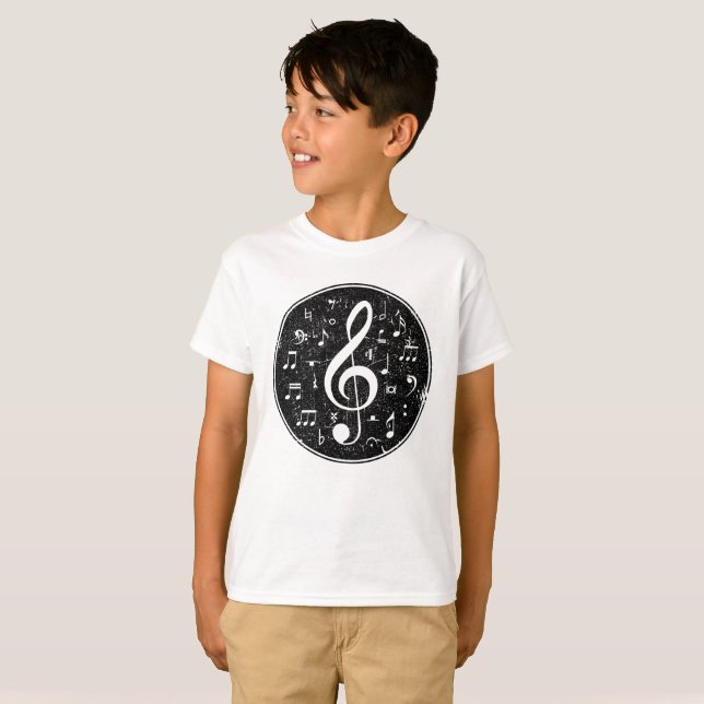 Camiseta Vintage Treble Clef Music Notes Student (Frente Completa)
