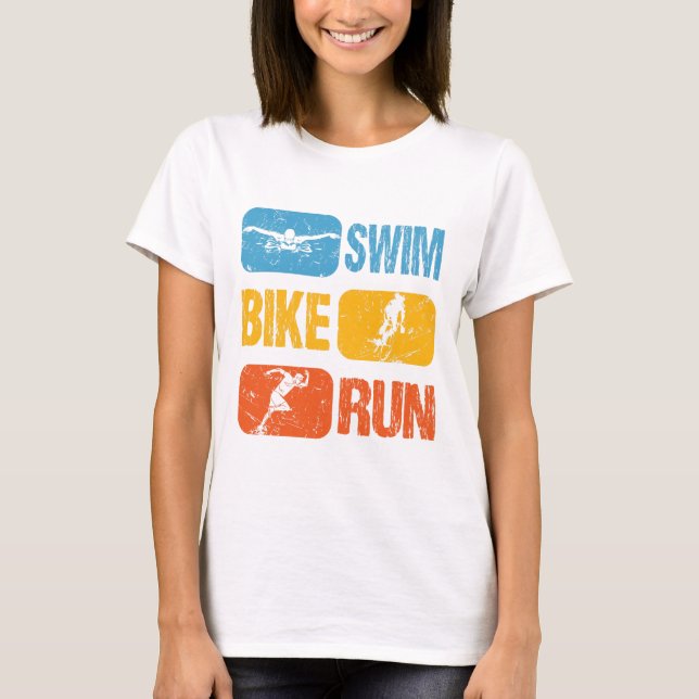 Camiseta Vintage Triathlon - Natação Bike Run (Frente)