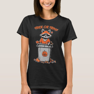 Camiseta Vintage Trick ou Trash Raccoon Halloween