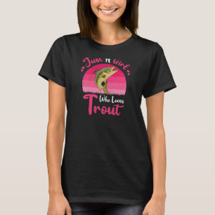 Camiseta Vintage Trout Fish Apenas Uma Menina Que Adora Tru