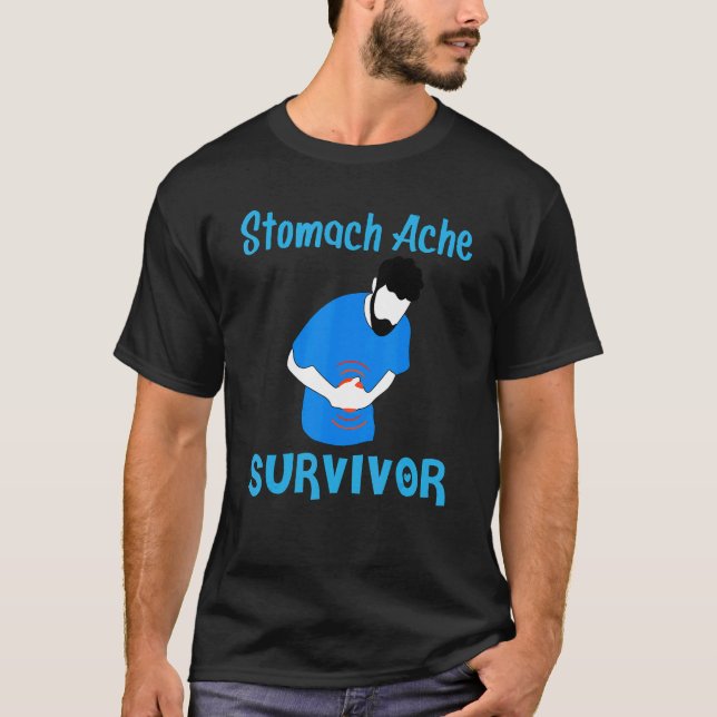 Camiseta Vintage Tummy Ache Sobrevivente Citação Stomachach (Frente)