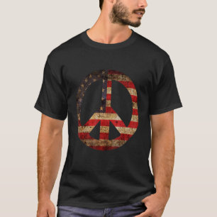 Camiseta Vintage U América Flag Peace Sign 4 De Julho