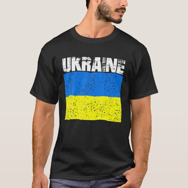 Camiseta Vintage Ucrânia Afetou Posição De Bandeira Ucrania (Frente)