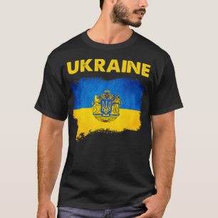 Camiseta Vintage Ucrânia Flag com Trident Symbol Ucraniano