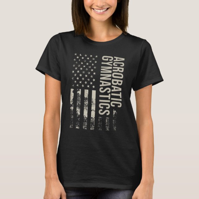 Camiseta Vintage US American Flag Acrobatic Gymnastics (Frente)