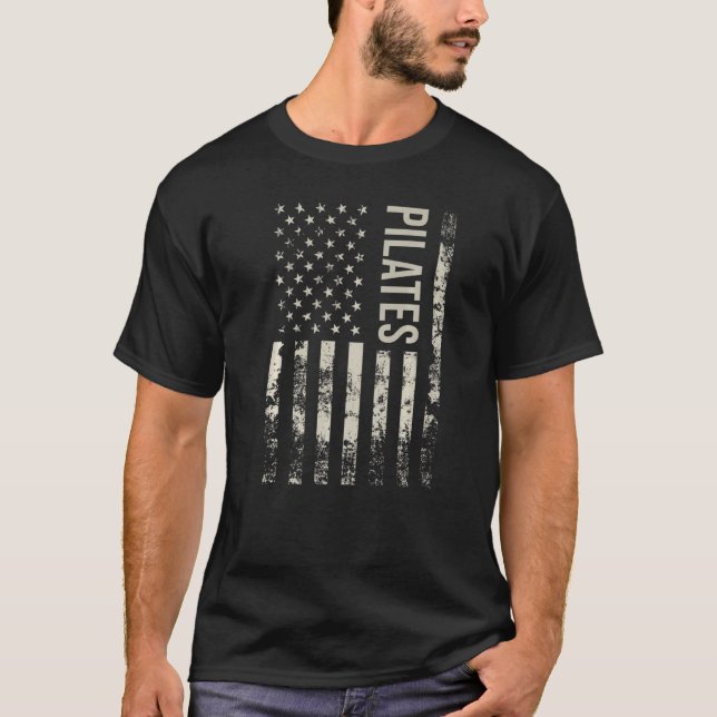 Camiseta Vintage US American Flag Pilates Premium (Frente)