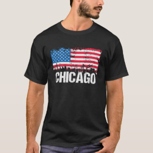 Camiseta Vintage US Flag American City Chicago Illinois