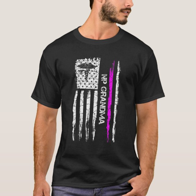 Camiseta Vintage US Flag Proud NP Nurse Prática (Frente)