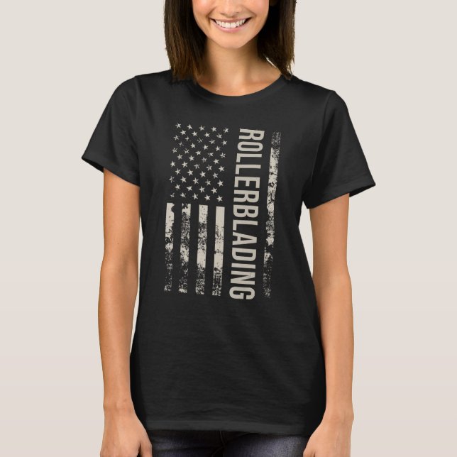 Camiseta Vintage US Flag Rollerblading (Frente)