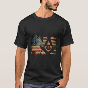 Camiseta Vintage Us Mason Flag Square & Compass Masonic Shr