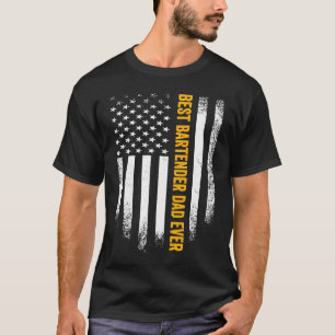 Camiseta Vintage USA American Flag Best Bartender Pai Nunca