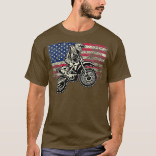 Camiseta Vintage USA American Flag Dirt Bike Motocross