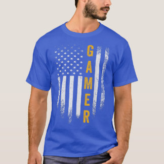 Camiseta Vintage USA American Flag Gamer Funny Gaming Video