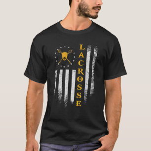 Camiseta Vintage USA American Flag Lacrosse Player Team Sil