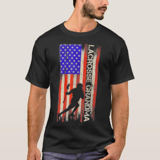 Camiseta Vintage USA American Flag Proud Lacrosse Grandma S