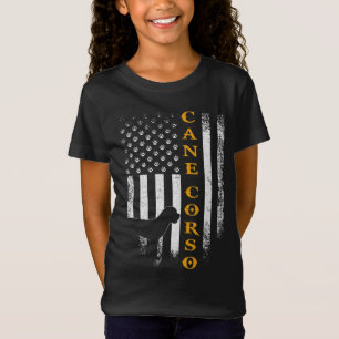 Camiseta Vintage USA Cane Corso Dog Silhouette American Fla